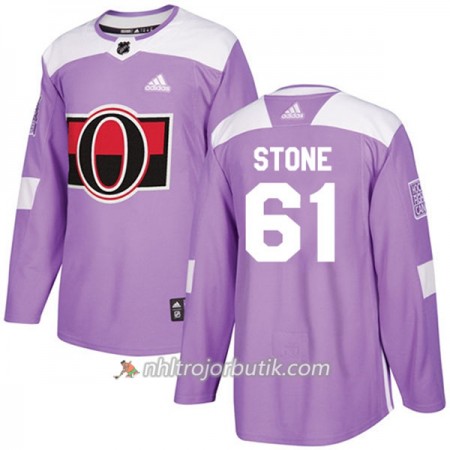 Män Ishockey Ottawa Senators Tröja Mark Stone 61 Adidas 2017-2018 Lila Fights Cancer Practice Authentic